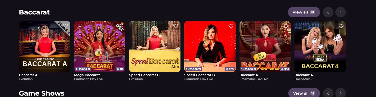Live-Baccarat-Tisch im Rockyspin Casino
