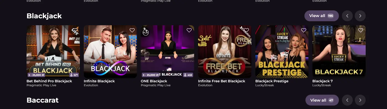 Live-Blackjack-Tisch bei Rockyspin