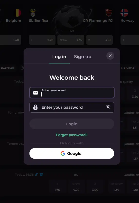 Login-Seite von Rockyspin Casino